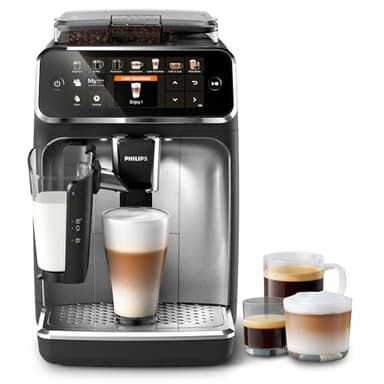 Philips 5400 Series Bean to Cup Coffee Machine – 12 Coffee Varieties, LatteGo Milk Frother, Fastest-to-Clean, Ceramic Grinder, Fully Automatic Espresso & Cappuccino maker – Black, Silver (EP5446/70)