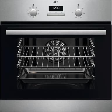 AEG 6000 Series SurroundCook Built In Oven, BSX23101XM, 65L, Aqua Clean, LED Display, Multilevel Cooking, Stainless Steel, Anti-fingerprint, Grill,Defrost, Moist Fan Baking, A