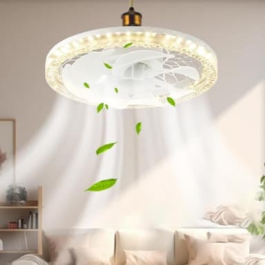VIMAZ Ceiling Fans with Lights and Remote, 45w Small Led Ceilings Lights Timing Quiet, E27 Bulb Fixture, 3 Color 3 Speeds Dimmable Light Ceiling - Perfect for Small Spaces Bedroom Home Office