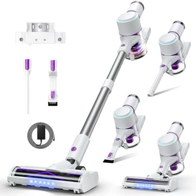 Mixwise Cordless Vacuum Cleaner, 45KPA 6-in-1 Stick Vacuum with Wall Mount & Touch Screen, Up to 60Mins Runtime,Anti Hair Wrap Lightweight Vacuums with Pet Tool & Crevice Tool, for Carpet & Hard Floor