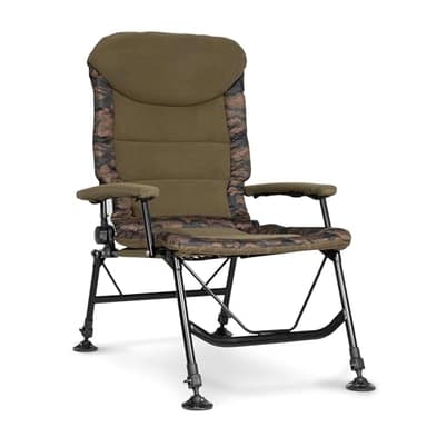 Dellonda Deluxe Portable Fishing/Camping Chair, Reclining, Padded Armrests and Back, Adjustable Height, Rotating Feet for Multiple Terrain, Foldable - DL73