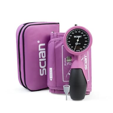 SCIAN Palm Style Aneroid Sphygmomanometer with European Cuff 8.7-16.5", Manual Blood Pressure Cuff with Carrying Bag for Nurse Doctor Senior Adult, Purple Red