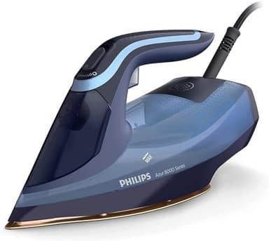 Philips Azur 8000 Series Steam Iron - 55 g/min Continuous Steam, 240 g Steam Boost, 3000 W, OptimalTEMP Technology, SteamGlide Elite, Light Blue (DST8020/26)