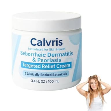 Calvris Seborrheic Dermatitis & Psoriasis Treatment Cream, Natural Moisturizing, Calvris Beard Recovery Cream, for Soft and Soothed Scalp and Skin, for All Skin Types (1 Pack)