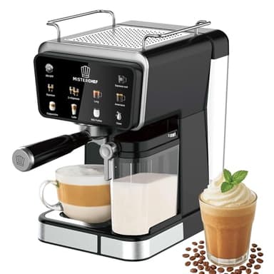 MisterChef® Café Luxe Multi Capsule Espresso & Coffee Machine – 20-Bar Pump | Works with Nespresso® & ESE Pods | Built-in Milk Frother for Cappuccino & Latte | Sleek Stainless Steel Finish | UK Plug