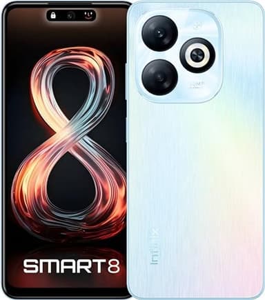 Infinix Smart 8 4G (Galaxy White) | Up to 8 GB RAM | 90 Hz Punch-hole Display | 50MP Dual Camera with Quad-LED Ring Flash | Helio G36 Mediatek Processor
