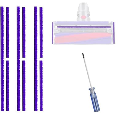 9Pcs Soft Plush Strips Accessories for Dyson V6 V7 V8 V10 V11 Vacuum Cleaner Soft Roller Head Replacement Parts, Add a screwdriver