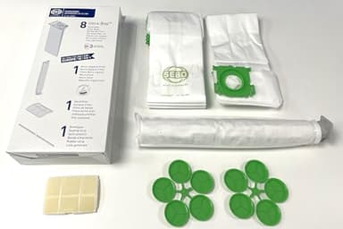 SEBO 5828ER Service Box for X1 - X5 Vacuum cleaners includes 8 x Filter Vacuum Bags, Exhaust Filter, Electrostatic Microfilter and Sealing Strip, Green