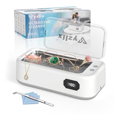 Ultrasonic Cleaner, 49kHz High Frequency Ultrasonic Jewellery Cleaner, 640ML Jewelry Cleaner with 5 Smart Modes, LED Display, Silver Cleaner for Jewellery for Necklaces, Jewellery, Glasses