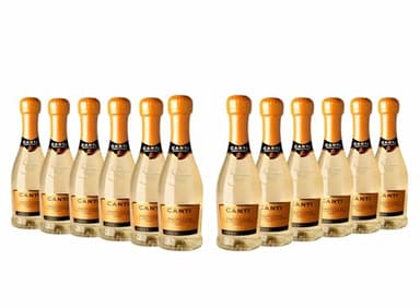 Canti - Prosecco D.O.C. Millesimato, Extra Dry Wine, in Baby Bottles, Italian Glera Grape Variety from Veneto, Fruity and Floral Taste, 12x200 ml