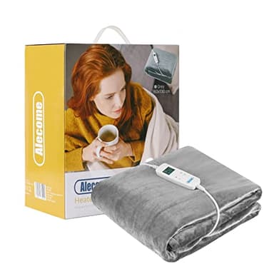 Alecome Electric Heated Throw Blanket 10 Heat Settings Washable 220gsm Fleece with Digital Remote Timer - 160cm x 130cm (Silver Grey)