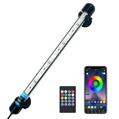 VARMHUS Submersible LED Aquarium Light,Fish Tank Light with Remote Controller&APP Control,DIY Full Spectrum Optional Color&Intelligent Timing and Dimming,29 Light Modes and 4 Music Modes RGB-28cm