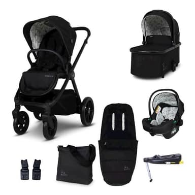 COSATTO Giggle 4 - Travel System Bundle, Birth to 25kg, Pram, Pushchair, Carrycot & Tote i-Size Group 0+ Infant Carrier Car Seat & Base, Footmuff, Changing Bag. Compact & Easy Fold, Free Raincover