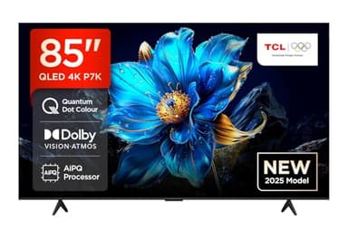 TCL 85P7K-UK 85" QLED 4K Ultra HD HDR Google TV (Google Assistant, Freeview Play, Dolby Atmos, Dolby Vision, HDR10+, 120Hz Game Accelerator, Motion Clarity，2025 Model)