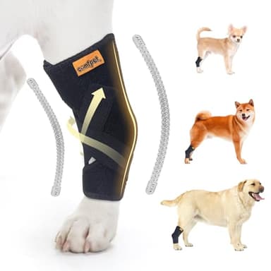 COMFPET Dog Leg Brace for Rear Hock for Large Dogs(40-90 lbs), Adjustable Hind Leg Protector & Support Wrap for Sheepdog, Bulldogs, Newfoundland, Arthritis, ACL Tears & Mobility Aid - L