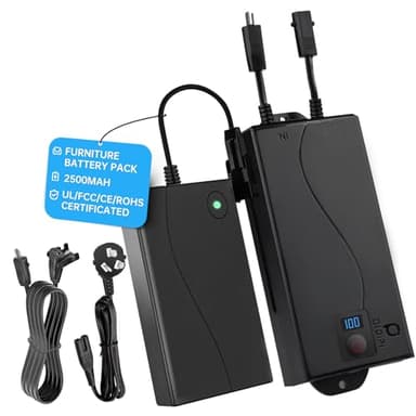 OiDiPi Rechargeable Recliner Battery Pack with LCD Display, Battery Pack for Reclining Furniture, Universal 2-Pin Power Supply, Suitable for Power Recliners, Sofas, Lift Chairs and Couches (2500mAh)