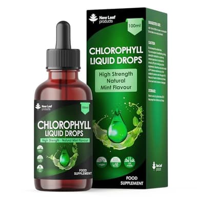 Liquid Chlorophyll - Chlorophyll Drops for Water 100ml for 100 Servings - High Strength 100mg Chlorophyll Liquid Drink - Made in UK by New Leaf Products