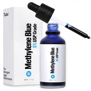 Methylene Blue 5% High Concentration Solution - Pharmaceutical USP Grade 99.99% Purity, No Formaldehyde Formula with Child Resistant Dropper - 50 mL (1.7 fl. oz.)
