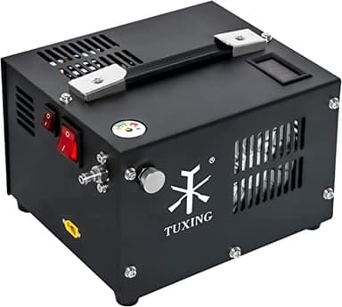 TUXING 4500Psi Pcp Air Compressor | 30Mpa 300Bar High Pressure Air Pump | Oil/Water-Free | Powered by Car 12V DC or Home 220V AC with Converter | Pump for PCP Air Rifle,Paintball Airguns
