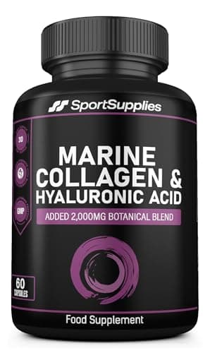 Collagen Supplements for Women-100% Marine Collagen Boosted with Hyaluronic Acid, Vitamin C, Niacinamide & 2,000mg Botanical Blend including Lions Mane, Ashwagandha, Maca and Psyllium Husk-60 Capsules