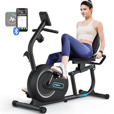 MERACH Recumbent Exercise Bike for Home with Smart Bluetooth and Exclusive App Connectivity, LCD, Heart Rate Handle, Magnetic Recumbent Bikes S08