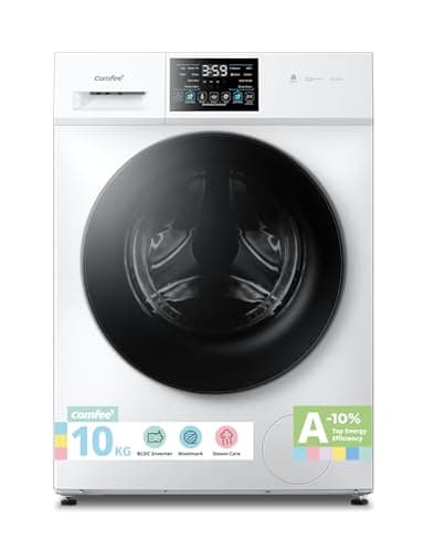 COMFEE' Freestanding Washing Machine,10KG Load,A-10% Class,Steam Care,BLDC Motor,Woolmark,Touch Panel,White-CFP03EW100W-UK