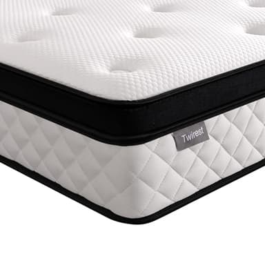 Twirest Double Mattress, 22CM Gel Memory Foam Pocket Sprung Mattresses with Breathable Soft Fabric for Cool Sleep, Mattresses Double for Pressure Relief, Medium Firm Mattress in a Box 135x190x22cm