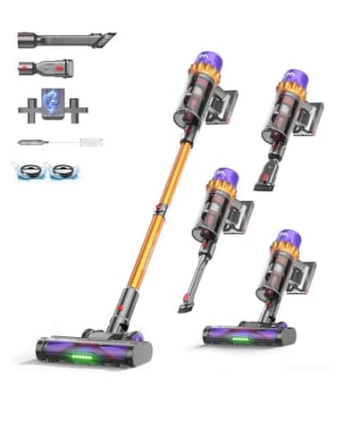 AlloyMove Cordless Vacuum Cleaner, 80Min/50Kpa/550W Vacuum Cleaner for Home, Rechargeable Stick Vacuum Cleaners with Wall-Mount Charging Station&Anti-Tangle, Lightweight Vacuum for Pet Hair/Carpet A05