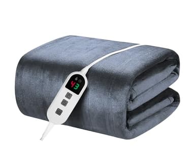 Elytsemoh electric blanket with 10 Heat Levels, Up-to-9-Hours Auto-Off Timer, Flannel 180x130CM, Machine Washable, Overheat Protection, electric throw blanket for sofa Bed Office