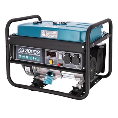 KS 3000G petrol outdoor generator 3000 W, 2 x 13A (230 V), 12 V, LPG power generator with AVR, DUAL FUEL with 100% copper winding, UK Plug Sockets