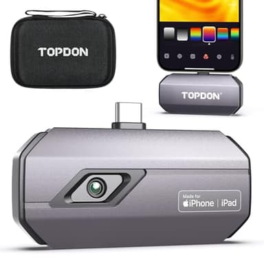 TOPDON Thermal Camera TC002C for IOS 15/16 with Type-C Port, 512x384 TISR Resolution, -20-550℃, 25Hz, Video Recording, Infrared Test Report for Electric, House Maintenance, Pest lnspection