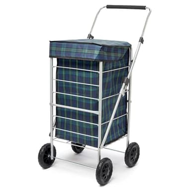 60L 4 Wheel Shopping Trolley with Lightweight Steel Frame, Adjustable Height Handle and Sturdy 4 Wheel Balance with Effortless Control
