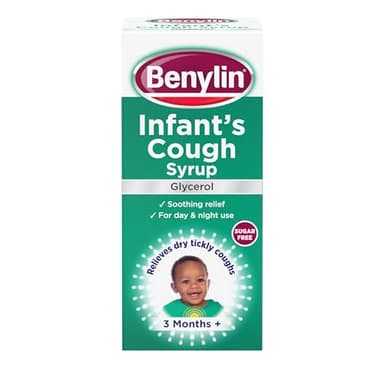 Benylin Infant’s Cough Syrup Apple Flavour (1x 125 ml), Effective Tickly and Dry Cough Medicine, Suitable for Day and Night Use Medicine for Children Aged 3 Months +