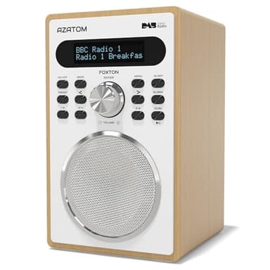 DAB/DAB+ & FM Digital Radio | Simple Controls | Dual Alarms & Sleep Timer | Mains Powered | Bluetooth | USB Device Charging | Perfect for Home, Office or Outdoors | AZATOM Foxton FX2 (Oak)