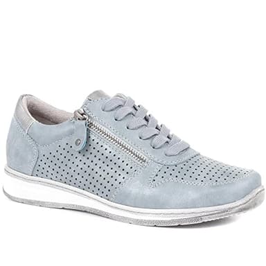 Pavers Women's Breathable Lace-Up Trainers in Denim - Shoes with Supportive Insole & Metallic Accents - Ladies Sports Footwear - Size UK 5 / EU 38
