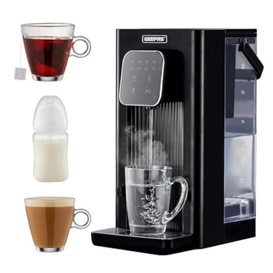 GEEPAS Instant Water Dispenser 2.6KW | Strix Filter 2.5L Tank | Adjustable Temp (45/65/85) & Volume | Touch Panel LED Indicator Removable Drip Tray | Rapid Boil Fresh Clean Hot Water for Home & Office