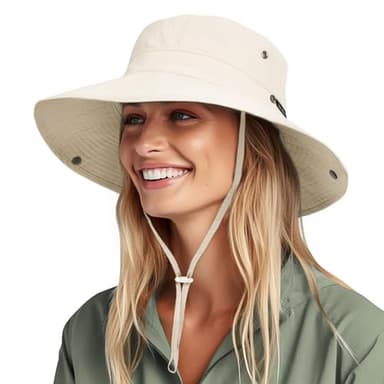 FURTALK Sun Hat for Women Men UV Protection Safari Hat Women Summer Wide Brim Packable UPF80 Hiking Fishing Cowboy Style, Beige