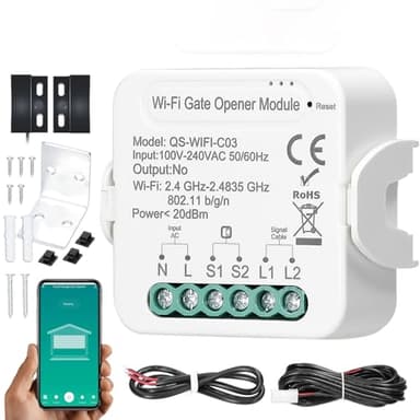 WiFi Gate Opener Intelligent Garage Door Opener Controller Mobilephone Remotely APP Control Compatible with Alexa Home for Voice Control