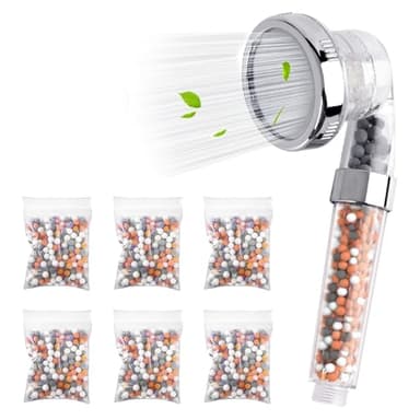 6 Packs Mineral Balls Negative Ion, Replacement Bio-Active Stone, Tourmaline Balls Showerhead Filter, Shower Head Beads, pH Balance Mineral Balls for Showerhead Filters for Revitalized Skin and Hair