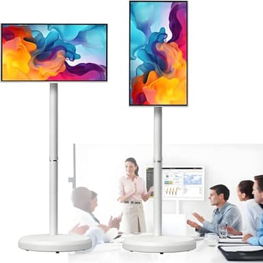 HajMyrdonyx Portable Smart TV with Touchscreen Display, Wireless Portable TV on Wheels, 24inches Full HD, Android OS 8G RAM+128G Storage
