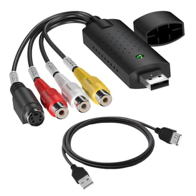 MDLSDE VHS to Digital Converter, USB 2.0 Video Capture Card RCA to USB Audio Video Converter Device 1080P HD Convert VHS Digital from VCR Mini DV Hi8 DVD for PC TV MAC Windows Vista Compatible