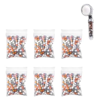 6 Pack Mineral Balls Negative Ion, Tourmaline Balls, Bio-Active Stone, Ionic Shower Head Beads Filtration, PH Balance Hard Water Softens Mineral Balls Replacement, Removes Chlorine Fluoride Impurities