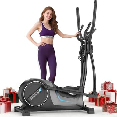 Neezee Elliptical Cross Trainer, Ultra Quiet Cross Trainer for Home Use with 16 Levels Resistance, 8KG Flywheel, 16.5IN Stride, Max Weight 150KG, LCD-Display, Pulse Sensors, Device Holder