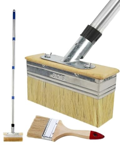 65"Long Handled Decking Paint Brush, 6"Large Paints Brush Head, For Wood Floors, Fences, Wall Furniture Decking Oil, Outdoor Floor Paints, Deck Stains And Coatings, Includes 3"Paint Brush