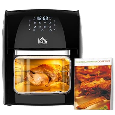HOMCOM 12L 8 in 1 Digital Air Fryer Oven with Roast, Bake, Dehydrate, 8 Preset Modes, Rapid Air Circulation, Timer, Inner Light, Memory Function, 1800W, Dish Wash Accessory, Black