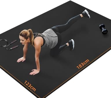 INNHOM Large Exercise Mat - Heavy Duty Rubber Flooring for Home Gym Workout, Floor Exercises, HIIT, Cardio, Equipment (6“ x 4" Black)