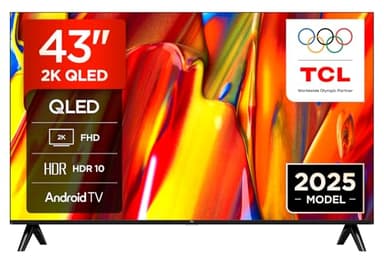 TCL 43V5C-UK 43Inch Full HD Smart QLED Direct LED TV with Android TV​ & HDR - Compatible with Google Cast & Google Home, Slim Design