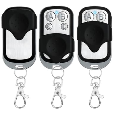 3Pcs Gate Remote Control Fob Universal Garage Door Opener Remotes 433.92MHz Electric Gate Fob with Key Cover Slide 4 Button Fixed Code Duplicator