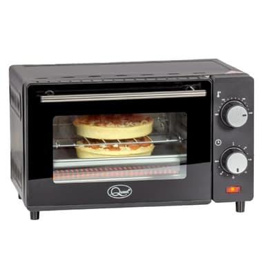Quest 35409 Compact 9L Mini Oven/Temperature Controlled from 100-230° / 60 Minute Timer with Auto Shut Off / 650W / Tempered Glass Door / 36.5 cm x 28.5 cm x 22.1 cm, Black