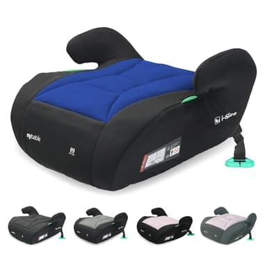 My Babiie Booster Lite R129 Car Seat - Lightweight at 1kg, Approx. 6-12 Years (125-150cm, 22-36kg), i-Size Backless Child Car Seat, Group 3, Compact, Portable, Ideal for Travel - Black & Blue